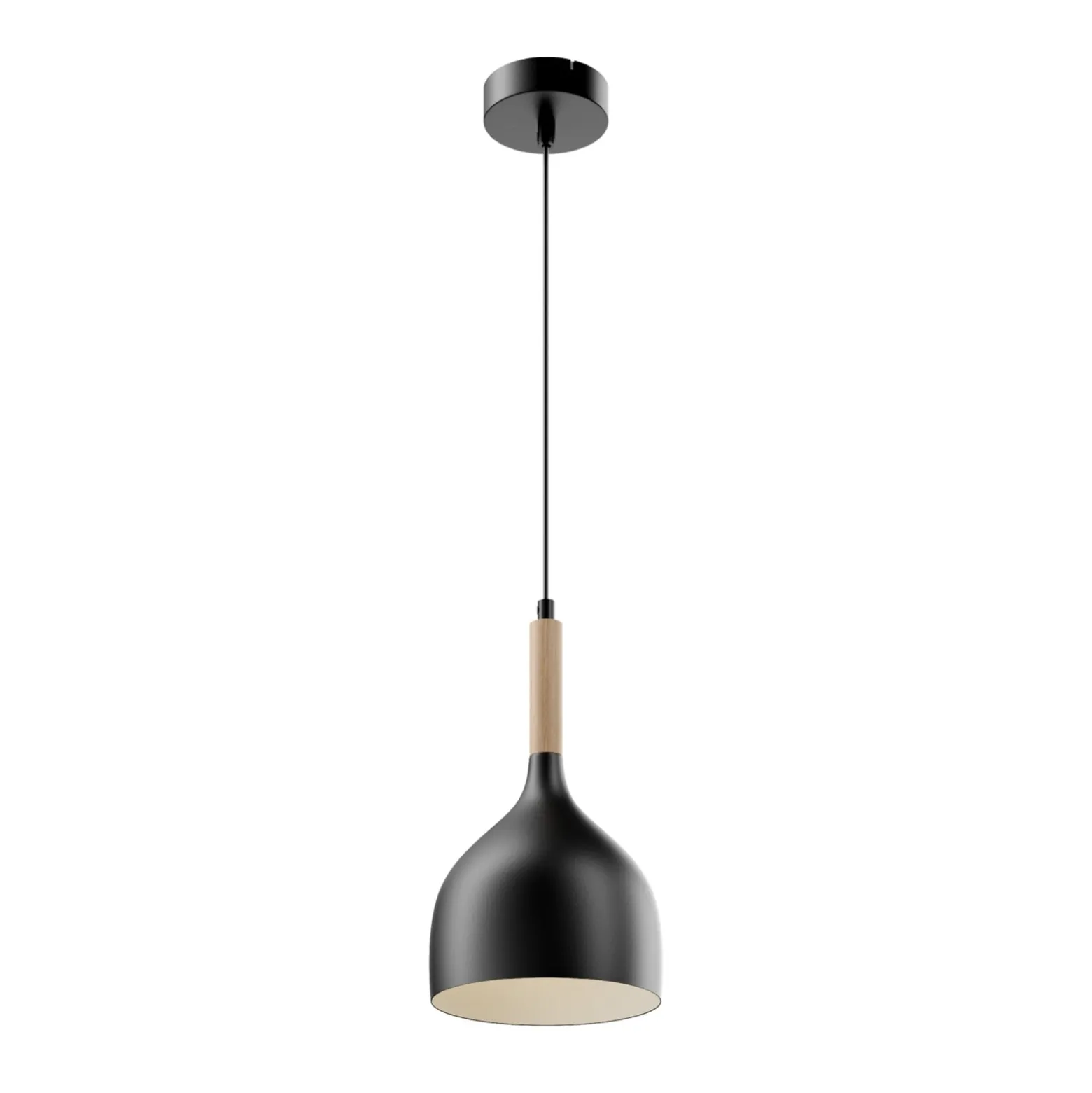 Noak riippuvalaisin, musta/luonnonpuuta, Ø 17 cm