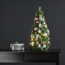 Noel-LED-kuusikoriste, kartio, hopea/vaal.pun.
