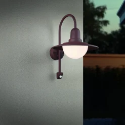 NORMAN-anturilla varustettu ulkoseinälamppu, ruoste, Ø 30 cm metalli/lasi IP44