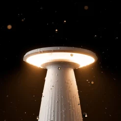 Nuflair LED-ladattava pöytävalaisin, ruosteenruskea, IP54, himmennettävä, 24 cm