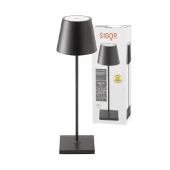 Nuindie LED ladattava pöytävalaisin, USB-C, musta, IP54, himmennettävä