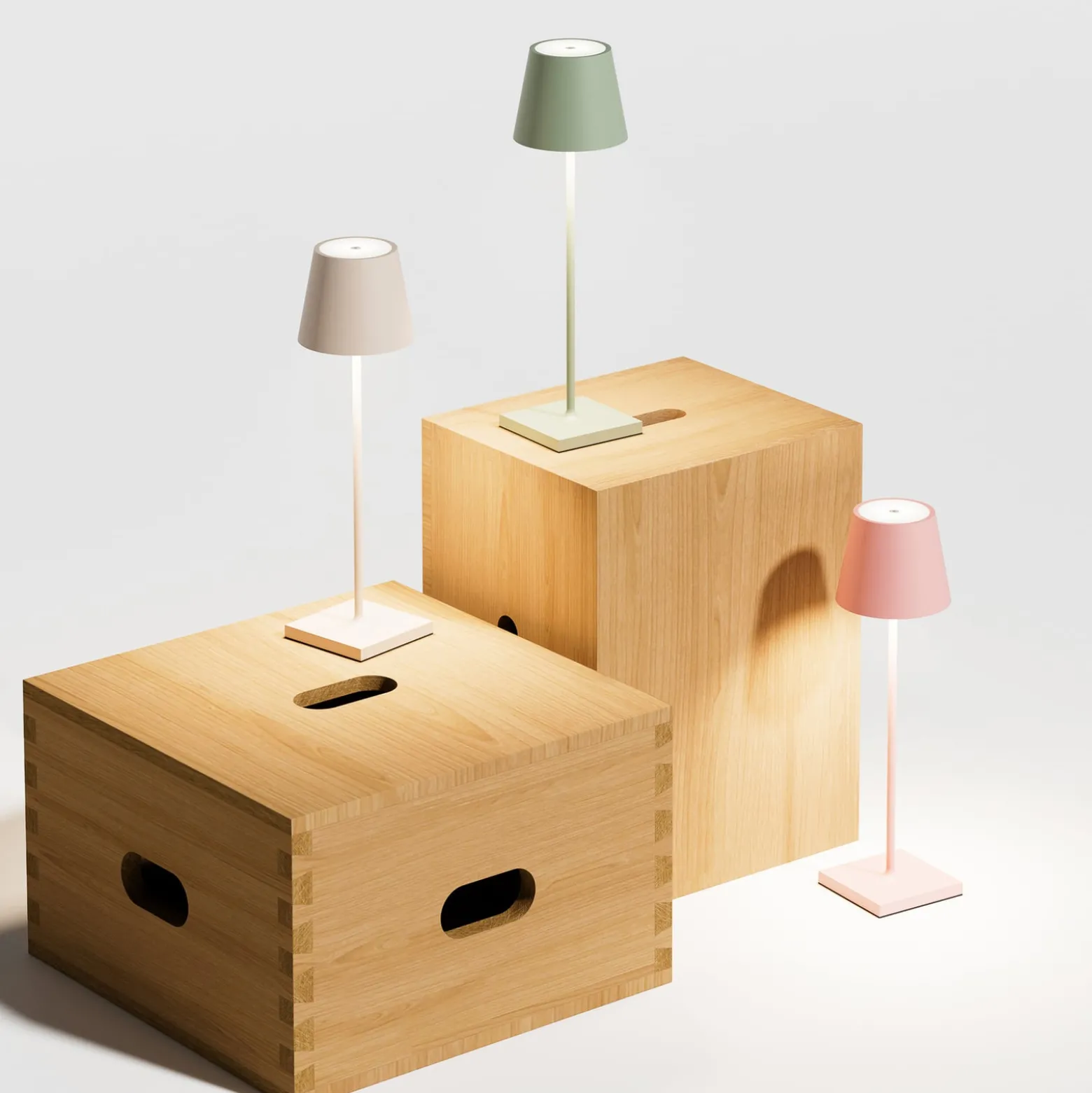 Nuindie LED-ladattava pöytävalaisin, USB-C, salvianvihreä, IP54,