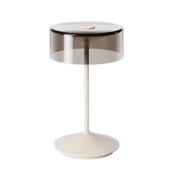 Numotion LED ladattava pöytävalaisin, beige, lasi, IP54, himmennettävä