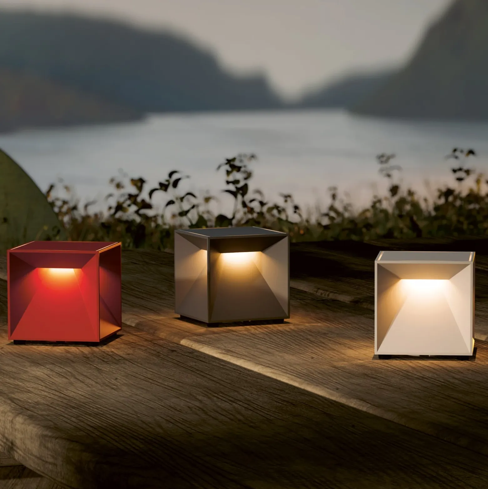 Nutalis mini LED ladattava pöytävalaisin, vihreä, IP54, himmennettävä