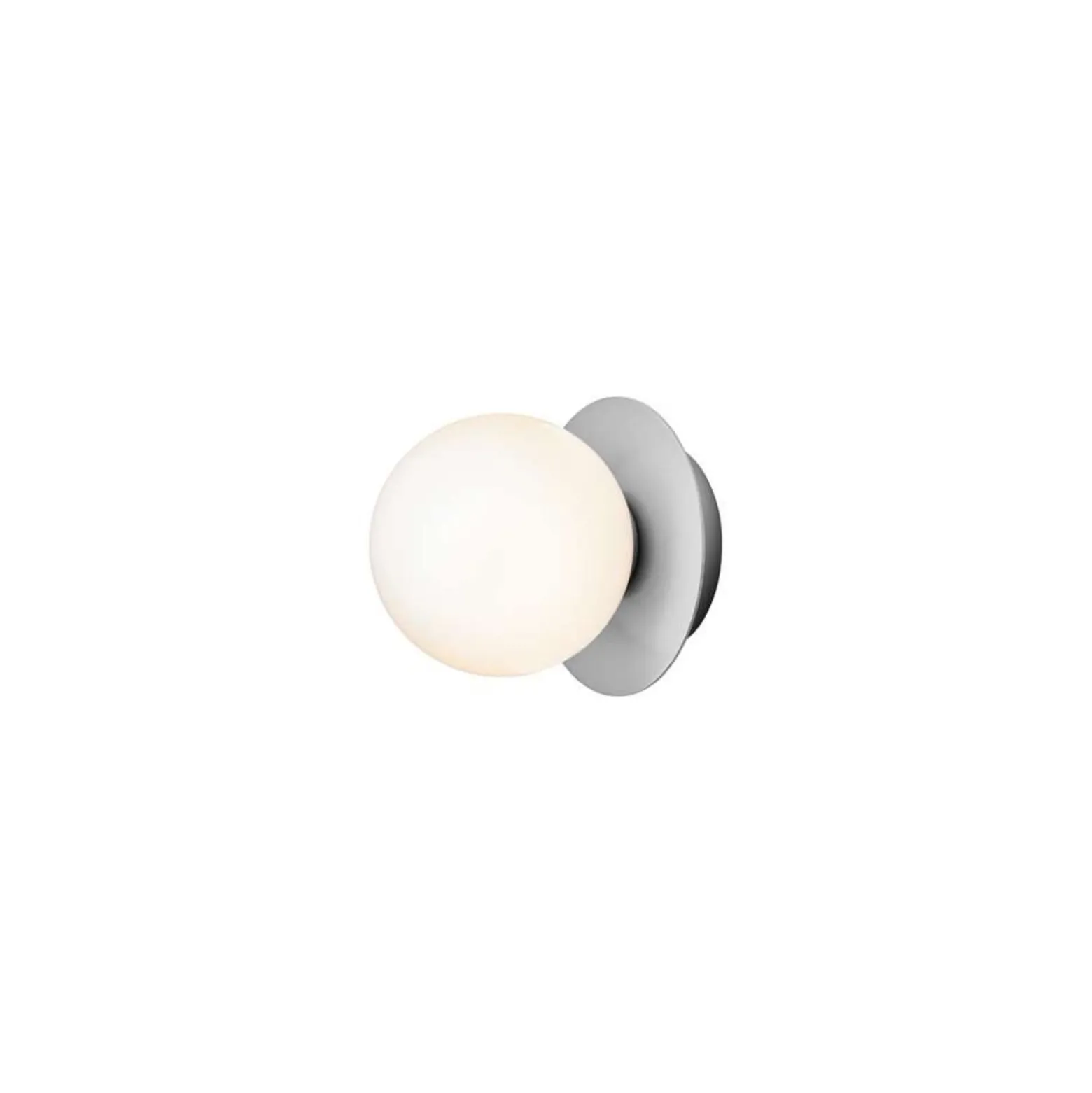 Nuura seinävalaisin Liila 1 IP44, Ø 14 cm, hopea/opaalinen
