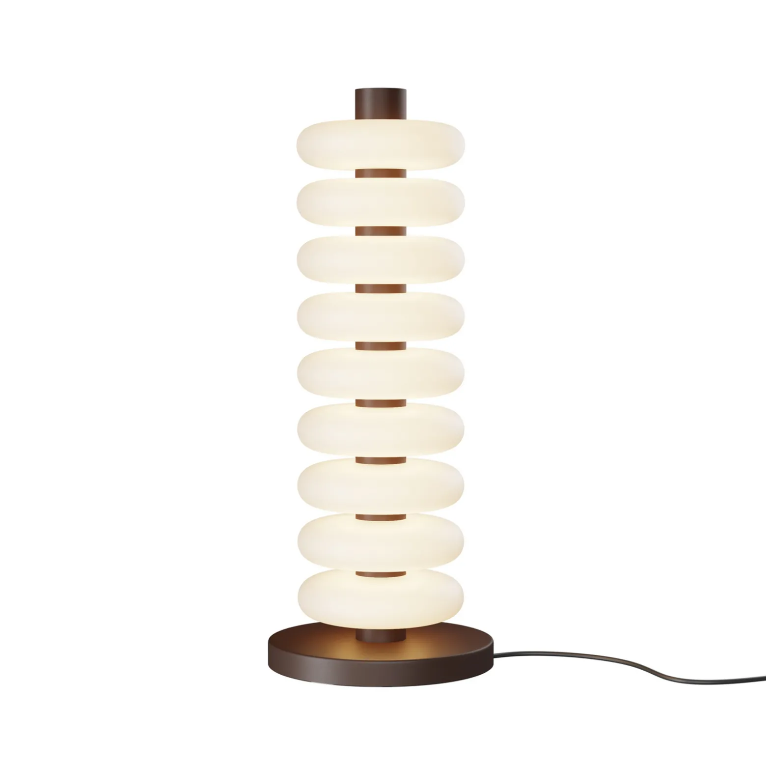 Nuvem-LED-pöytävalaisin, ruskea, opaali, korkeus 55 cm, himmennin
