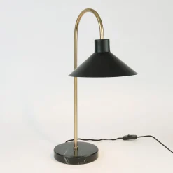Oktavia pöytävalaisin, musta/kullanvärinen, korkeus 58 cm, marmori