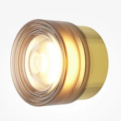 OLO-LED-seinävalaisin, messinki/keltainen, sileä, Ø 13 cm, CCT