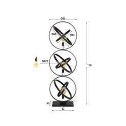Orbit lattiavalaisin, 3-valo, musta, metalli, E27