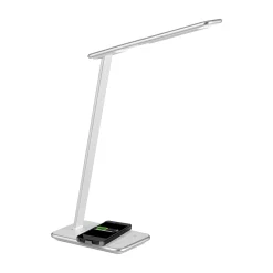 Orbit-LED-työpöytälamppu, induktio, hopea