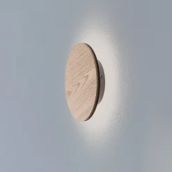 Orios LED-seinävalaisin, puu, Ø 20 cm, epäsuora valonjako