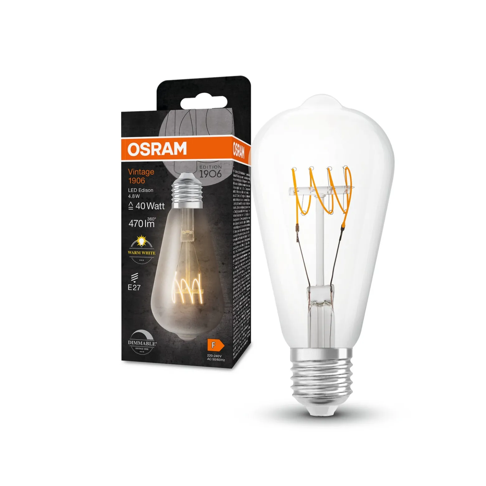 OSRAM Classic LED-rustiikki E27 4,8W 827 kirkas
