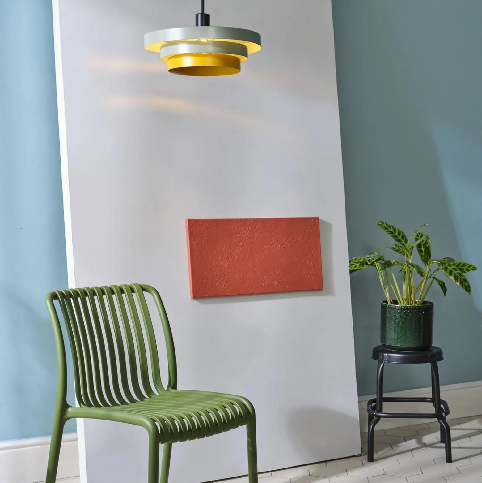 OSRAM Decor Layers -riippuvalaisin, vihreä/keltainen, teräs, E27
