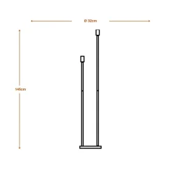 OSRAM DECOR STICK lattiavalaisin, tummanharmaa, korkeus 146 cm, 2 x E27