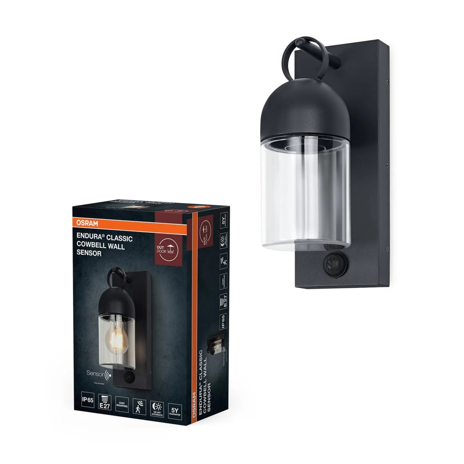 OSRAM ENDURA CLASSIC COWBELL -ulkoseinälamppu, harmaa, IP65