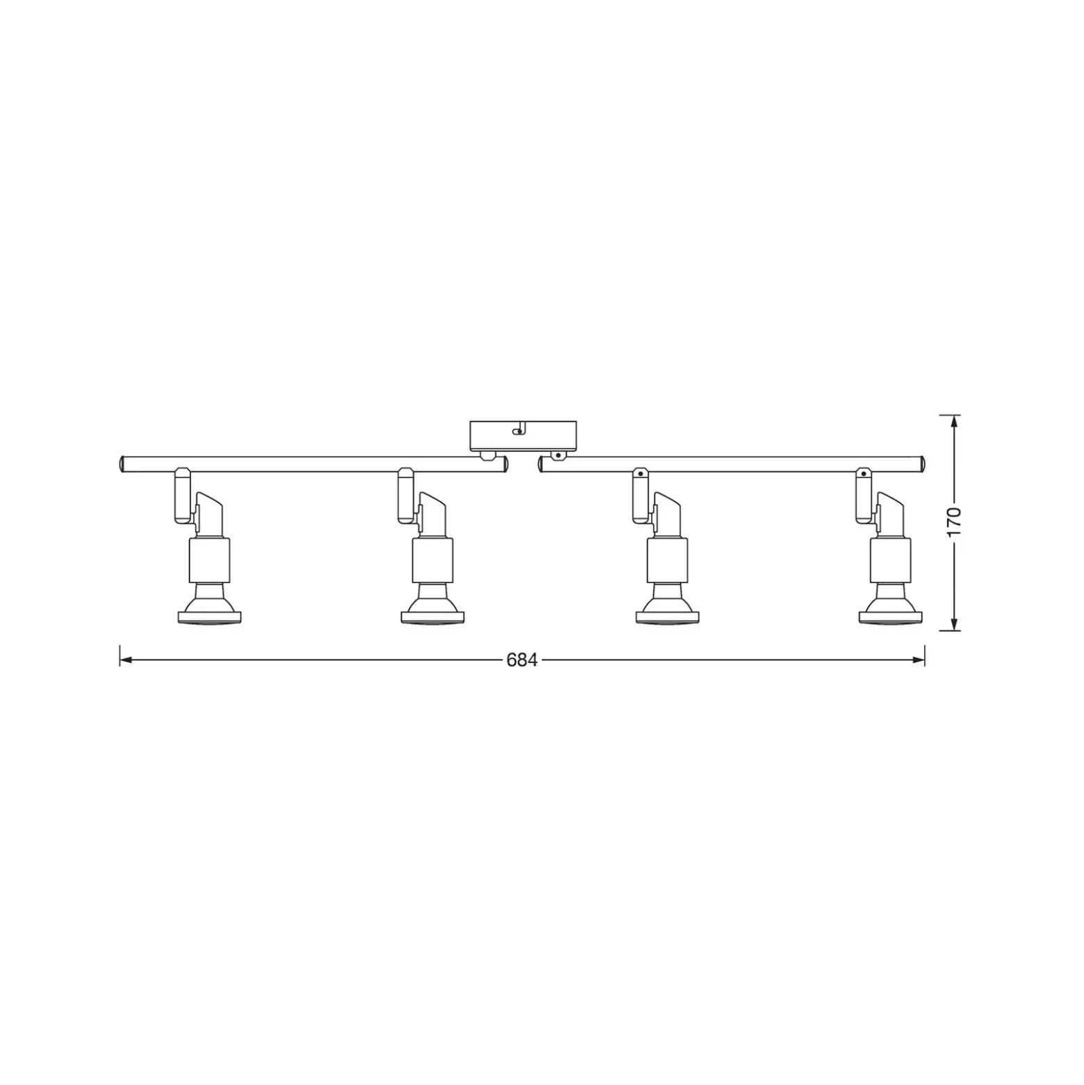 OSRAM kattokohdevalo, hopea, metalli 4-lamppuinen GU10-LED 2700 K