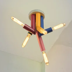 OSRAM kattovalaisin Decor Straw, 5-lamppuinen, teräs, värikäs, E27