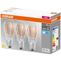 OSRAM-LED-filamenttilamppu E27 Base 11W 4000K 3kpl