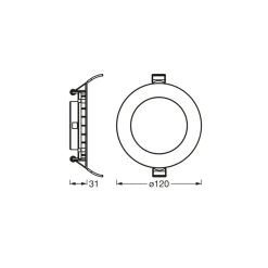 OSRAM LED-kattouppovalaisin SLIM, Ø 12 cm, 6 500 K, valkoinen