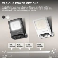 OSRAM LED-kohdevalaisin ulos ENDURA FLOOD, valkoinen 30 W 3 000 K IP65