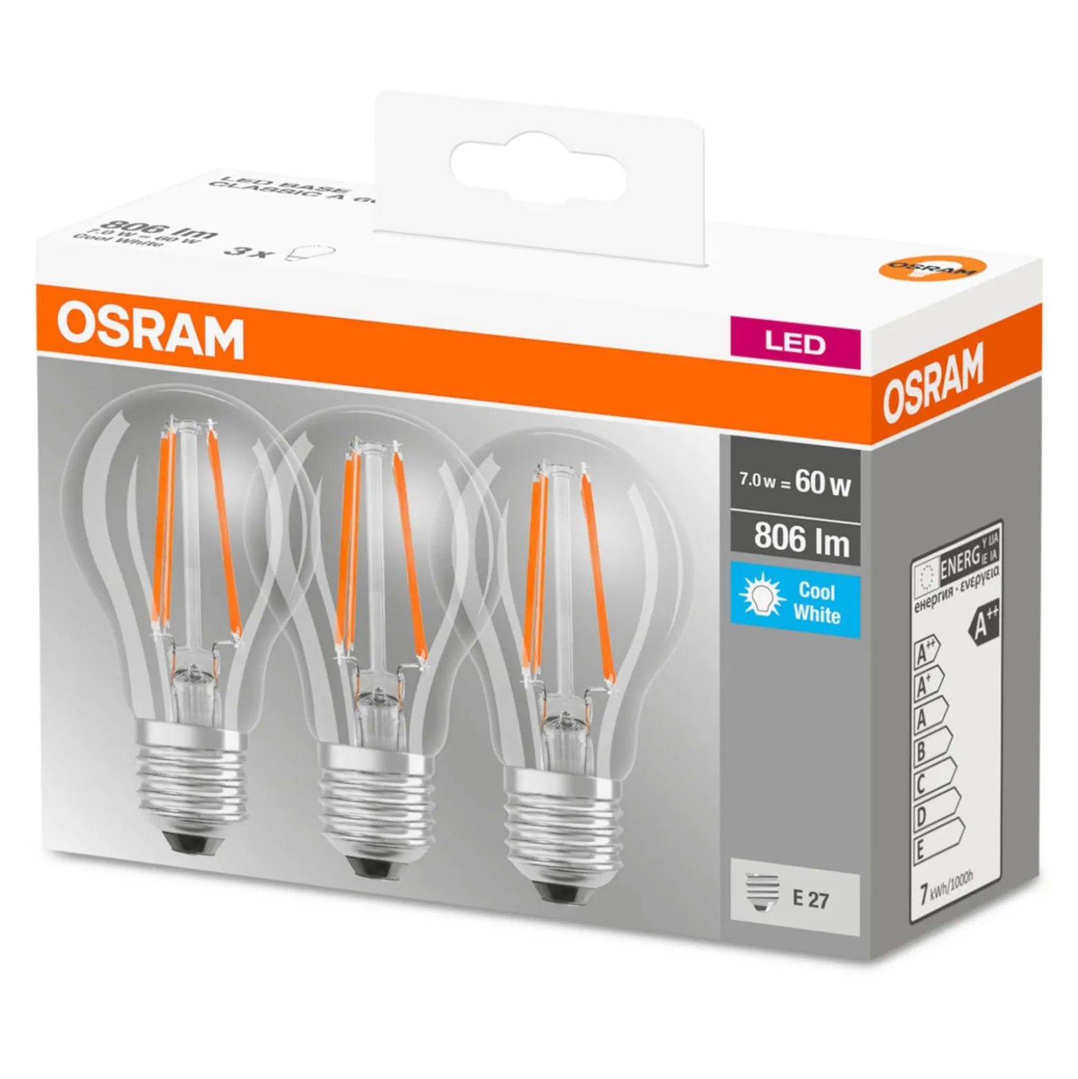 OSRAM-LED-lamppu E27 Classic Fil 840 6,5W kirkas 3