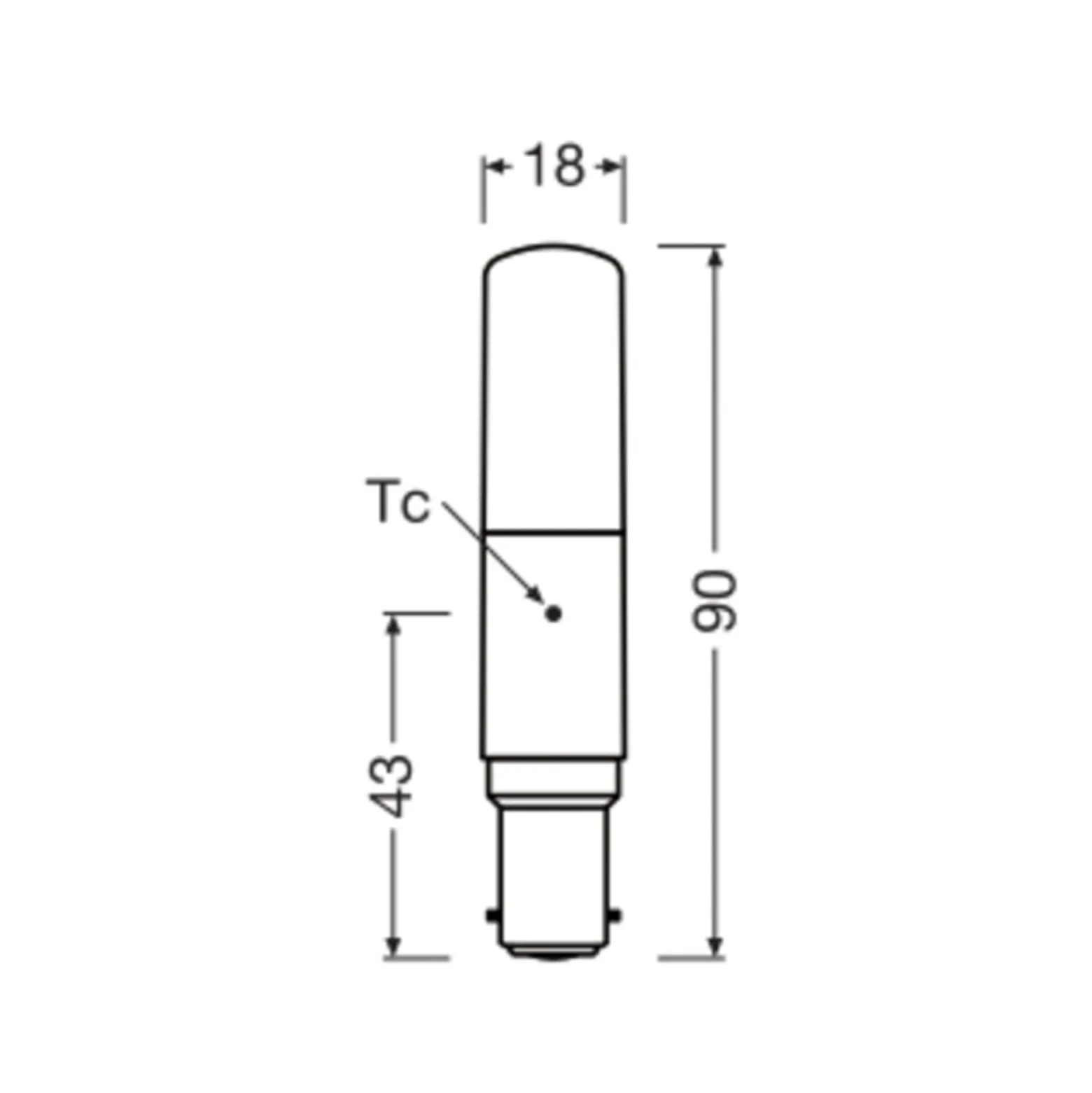 OSRAM LED-lamppu Special T, B15d, 8 W, 2700 K, himmeä.