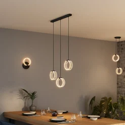 OSRAM LED-riippuvalaisin Decor Circle, 3-lamppuinen, pitkä, CCT, musta