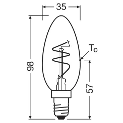 OSRAM LED Vintage B28 E14 3,5W 922 Spiral Filament kultainen himmeä