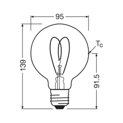 OSRAM LED Vintage G95 E27 8W 922 sydän hehkulamppu kultainen himmeä