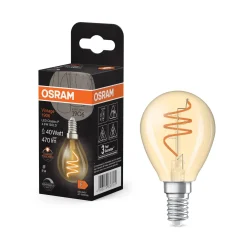 OSRAM LED Vintage P40 E14 4,9W 922 Spiral Filament kultainen himmennetty