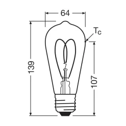OSRAM LED Vintage ST64 E27 4,9W 922 sydän hehkulanka kultainen himmeä