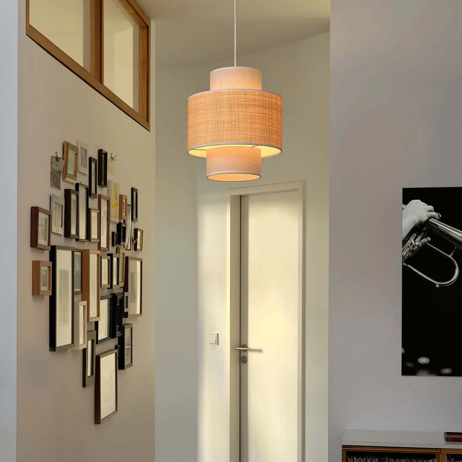 OSRAM riippuvalaisin Decor Wrap Cylinder, beige, rami, pellava