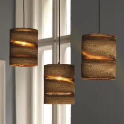 OSRAM riippuvalo CYLINDER, 3-lamppuinen, ruskea, Ø 20 cm, aaltopahvi