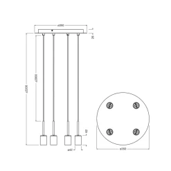 OSRAM riippuvalo Decor Needle Plate beige, teräs, 4-lamppuinen, E27