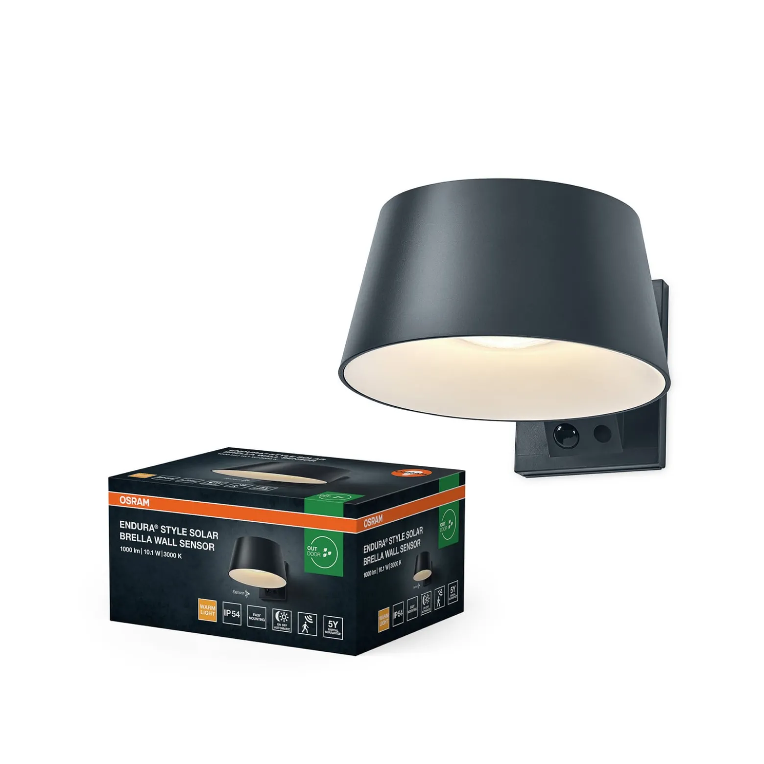 OSRAM Solar-seinälamppu ENDURA STYLE BRELLA, harmaa, anturi IP54