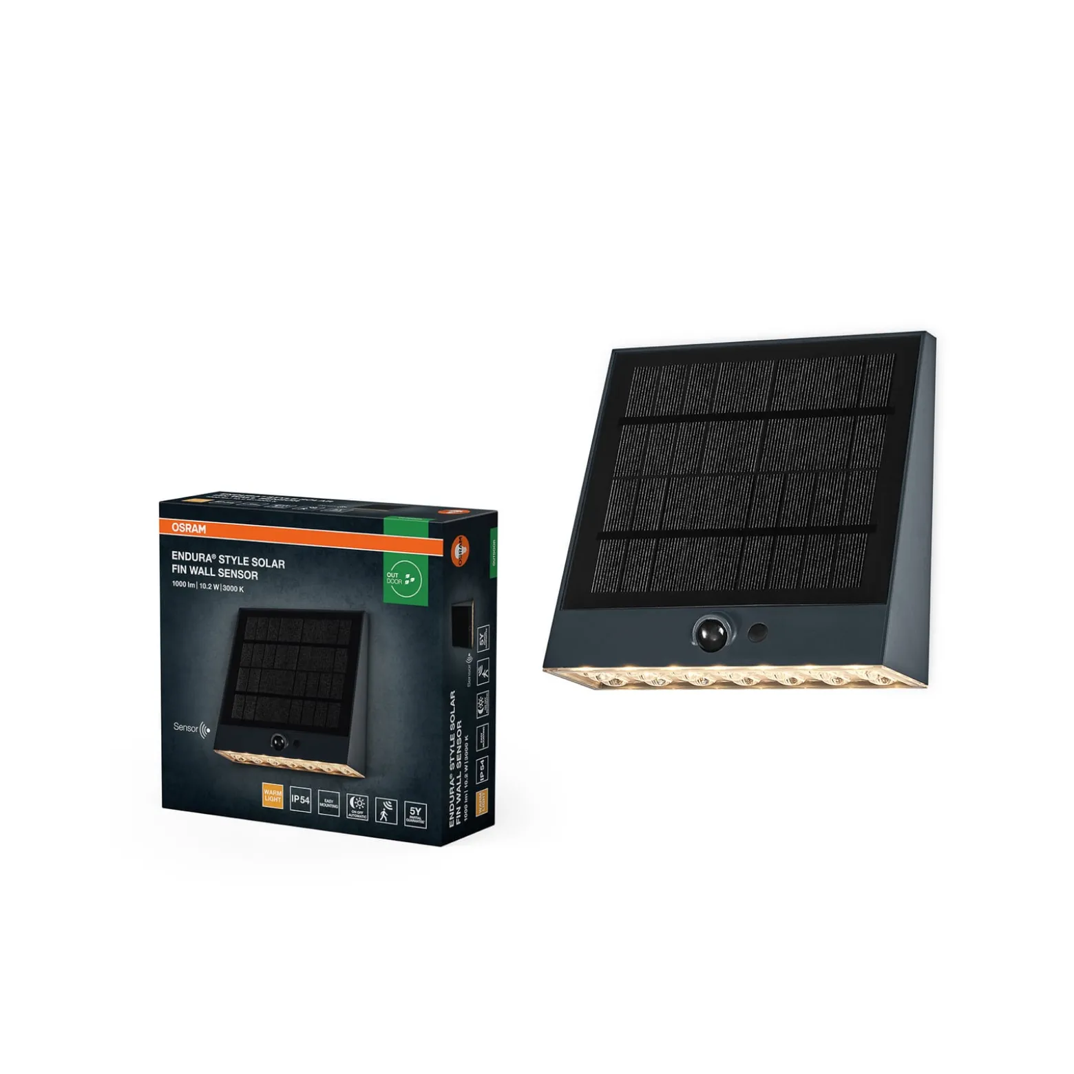 OSRAM Solar-seinävalaisin ENDURA STYLE FIN, harmaa, anturi, IP54