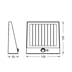 OSRAM Solar-seinävalaisin ENDURA STYLE FIN, harmaa, anturi, IP54