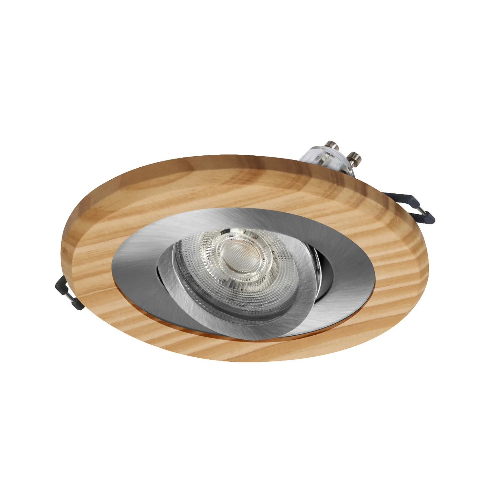 OSRAM-upotettava LED-kohdevalaisin, vaalea puu/nikkeli, Ø 12 cm, GU10-LED