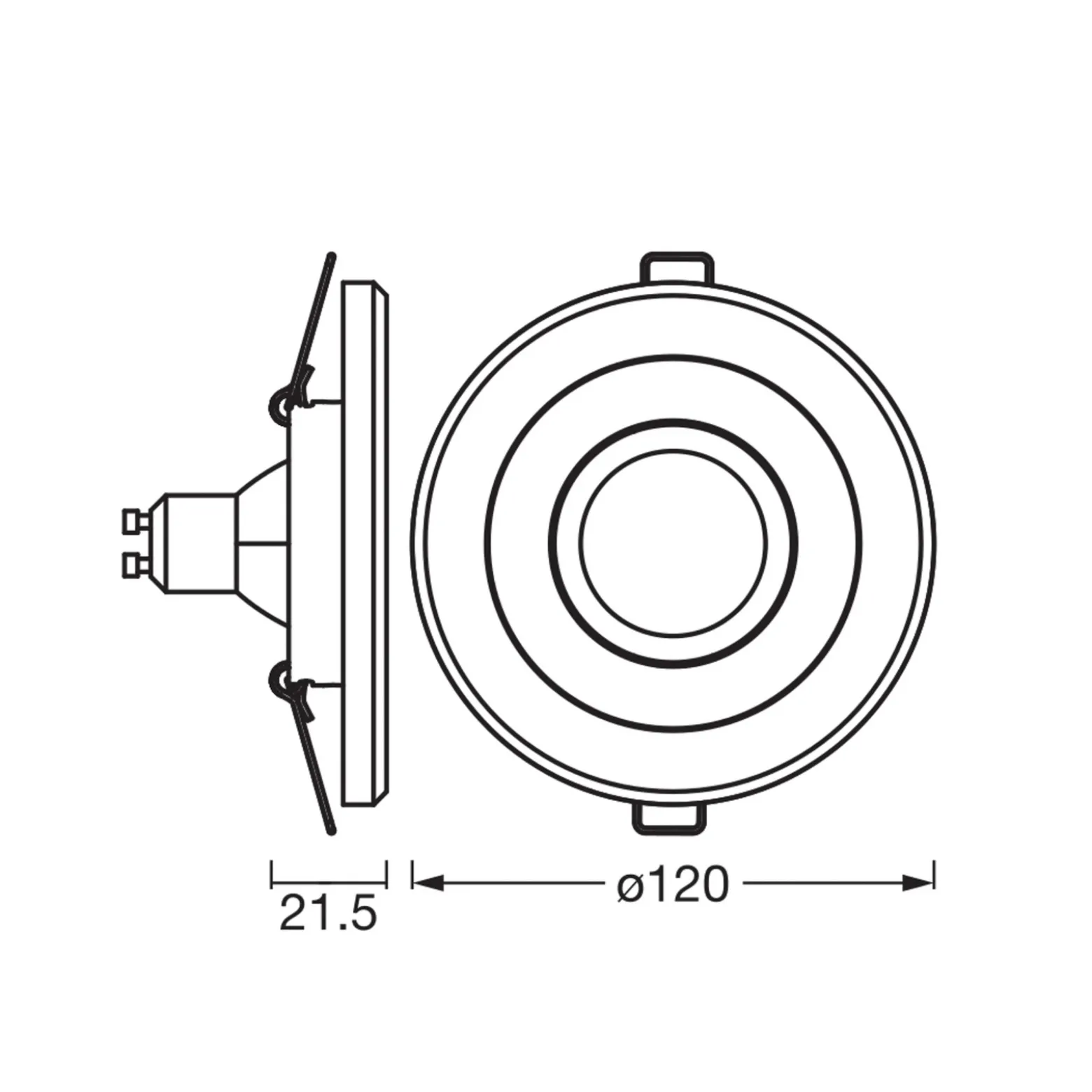 OSRAM-upotettava LED-kohdevalaisin, vaalea puu/nikkeli, Ø 12 cm, GU10-LED