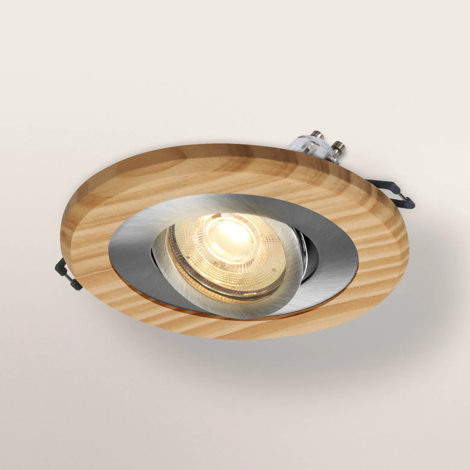OSRAM-upotettava LED-kohdevalaisin, vaalea puu/nikkeli, Ø 12 cm, GU10-LED