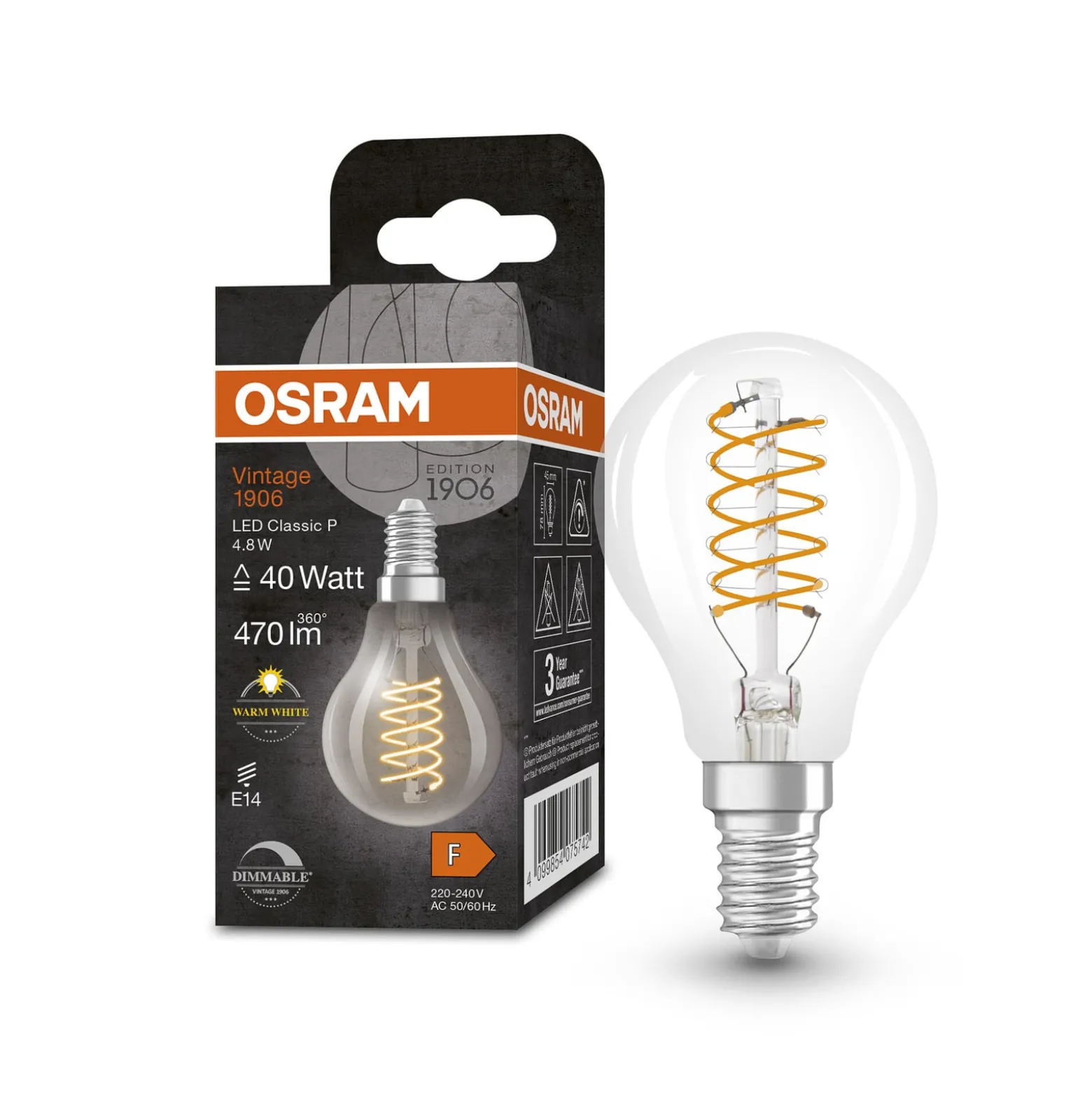 OSRAM Vintage 1906 LED E14 4,8W 827 kirkas