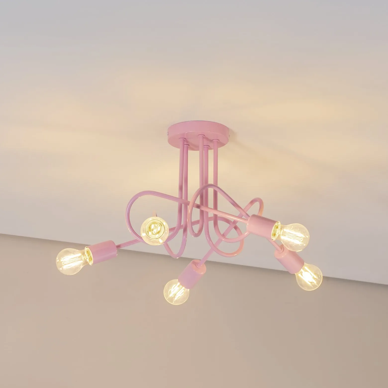 Oxford kattovalaisin, vaaleanpunainen, Ø 47 cm, metalli, 5-lamppuinen