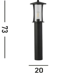 Pagoda-pollarivalaisin, IP44, musta, korkeus 73 cm, metallia