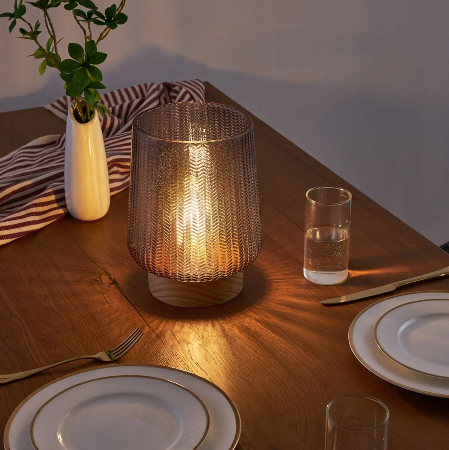 Pauleen Fancy Glamour E27-LED paristo, taupe, puu