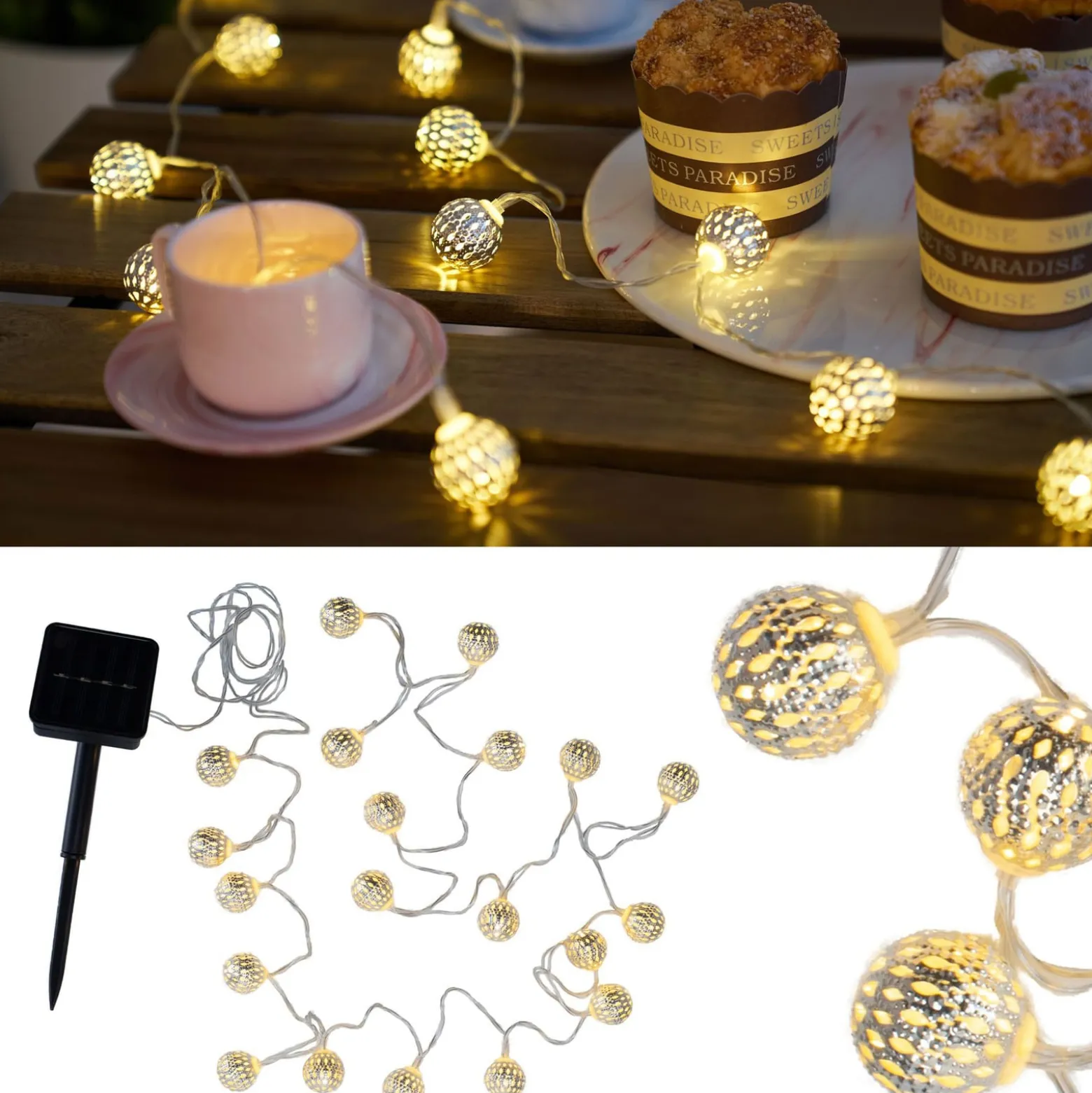 Pauleen Sunshine Glamour -aurinko-valoketju, hopea
