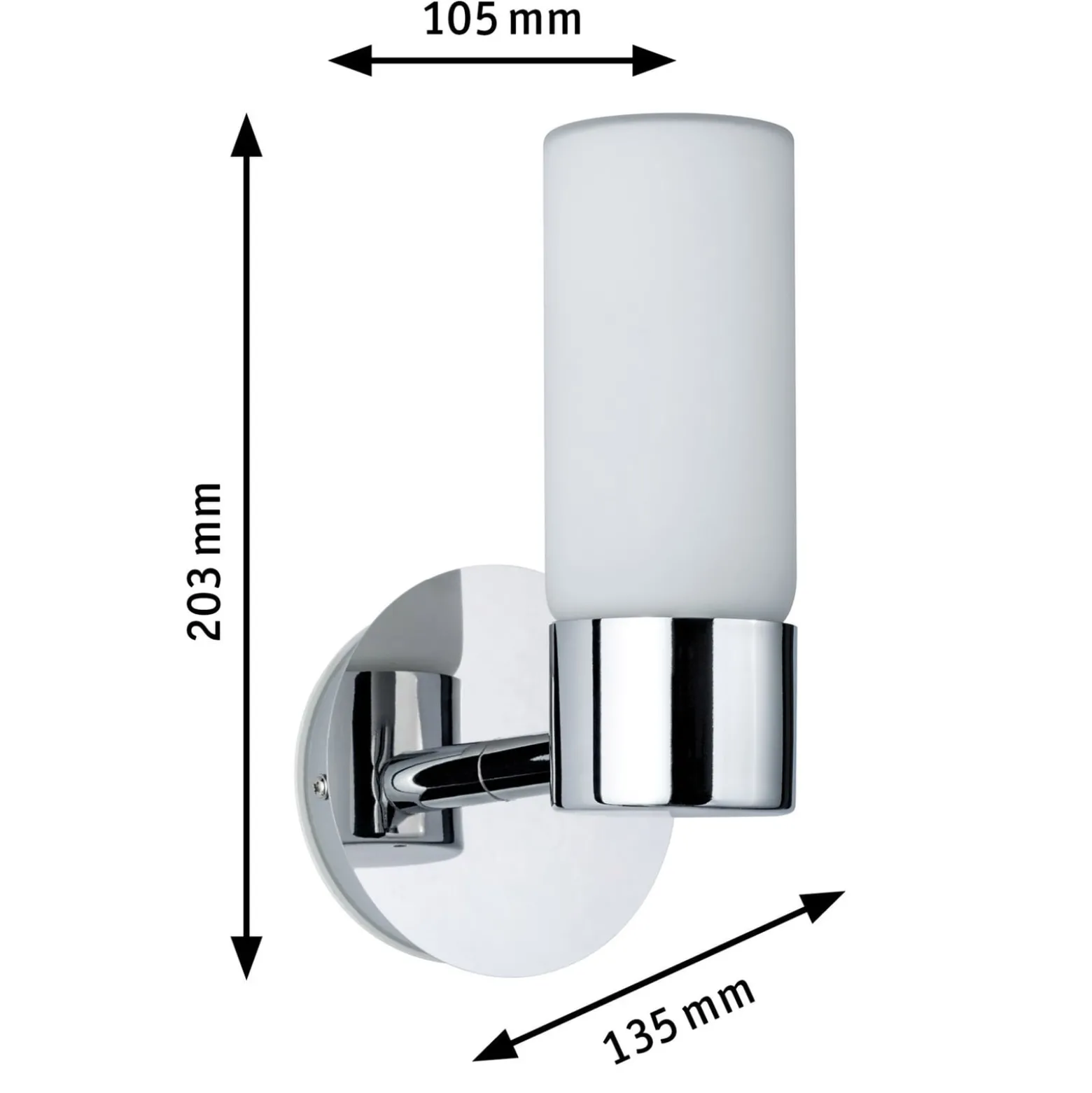 Paulmann Eleon -seinälamppu IP44 kromi/opaali, 1x