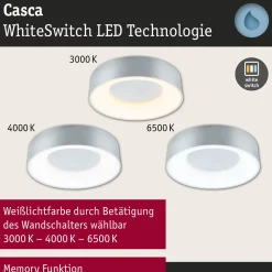 Paulmann HomeSpa Casca LED-kattovalaisin Ø40cm, valkoinen/alumiini, IP44
