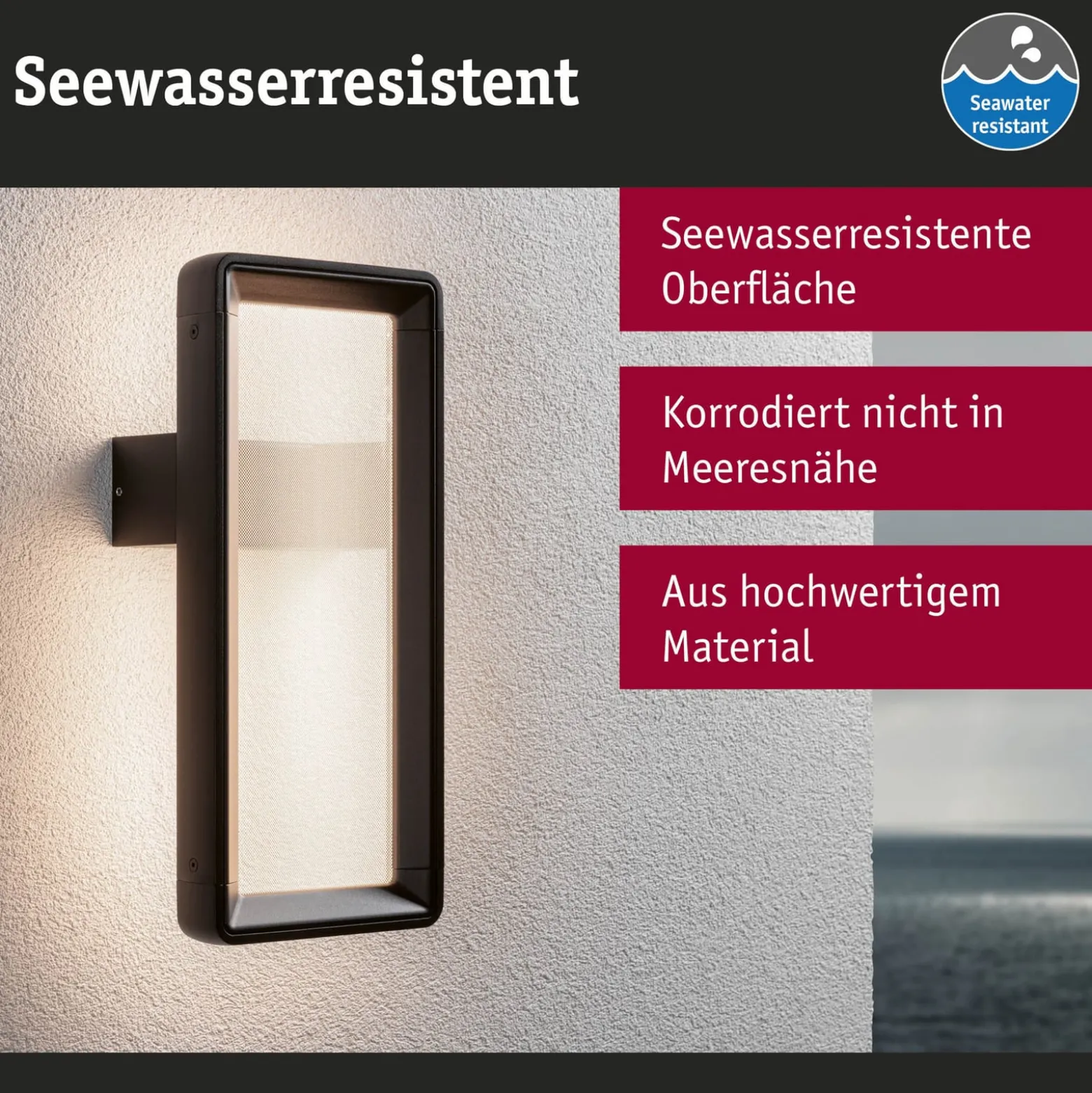 Paulmann LED-anturilla varustettu ulkoseinävalaisin Reana, antrasiitti IP44