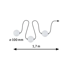 Paulmann LED-aurinkokäyttöinen valoketju Taina, jatko-osa 2 m, IP67