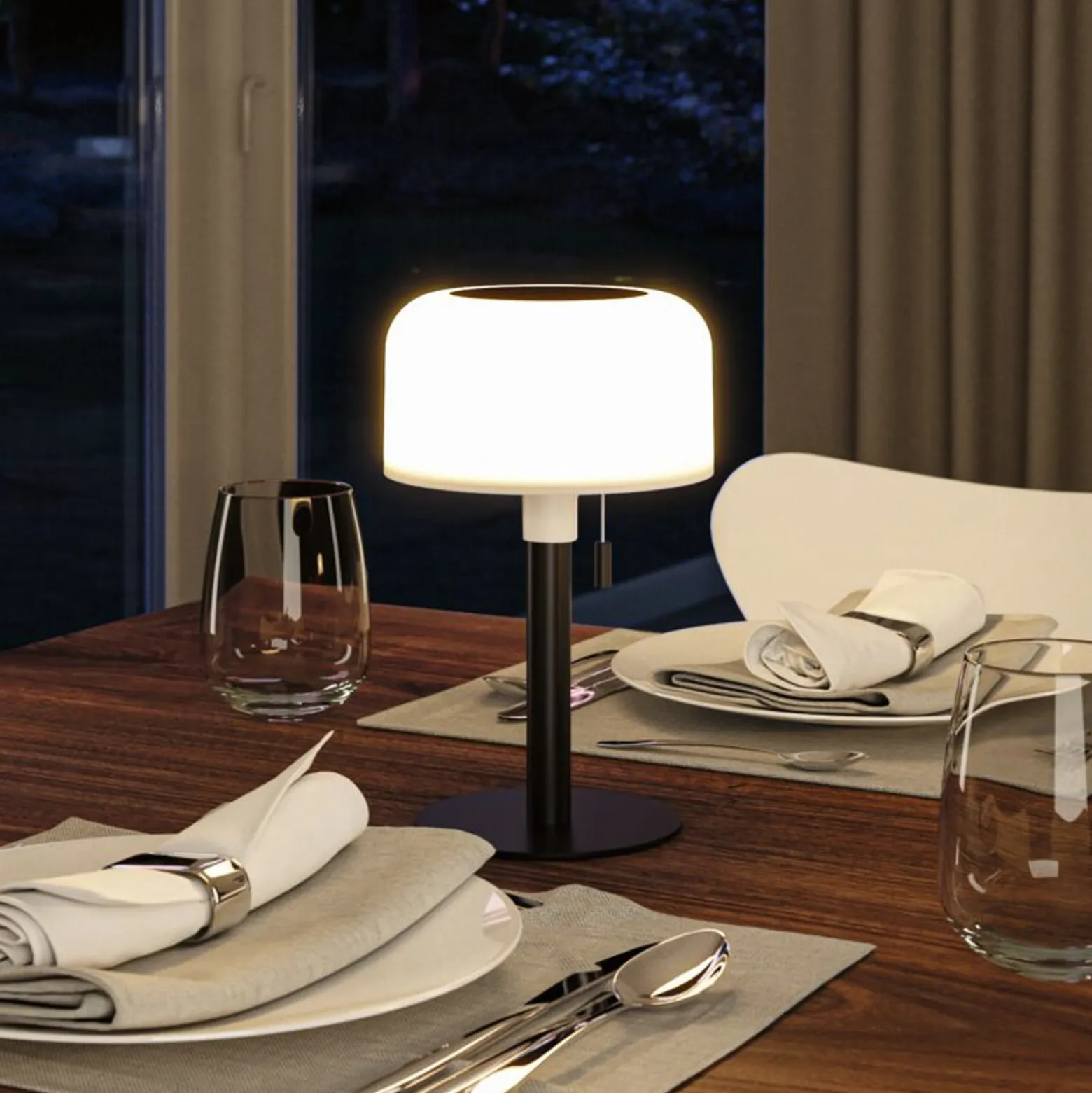 Paulmann LED-aurinkopöytälamppu Bartja, musta, IP44 himmennettävä
